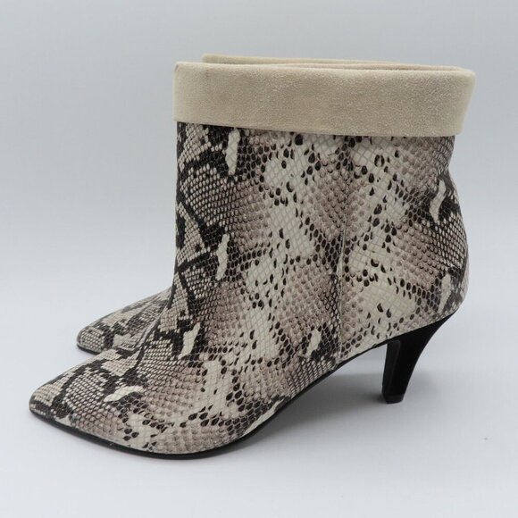 42 Gold Ojai Womens 8.5 Leather Snake Snakeskin Python Print Heeled Ankle Boots - Picture 4 of 11